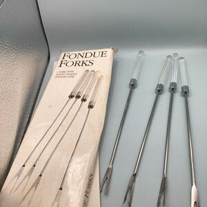 Roshco Acrylic Stainless Fondue Fork Set in Box